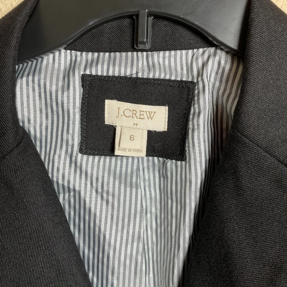 J. Crew Womens 6 Navy Blue Wool Blend Schoolboy‎ Blazer Career Professional